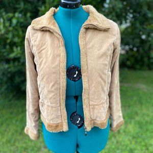 Effeci Fuzzy lined Tan Zip Up Jacket Small